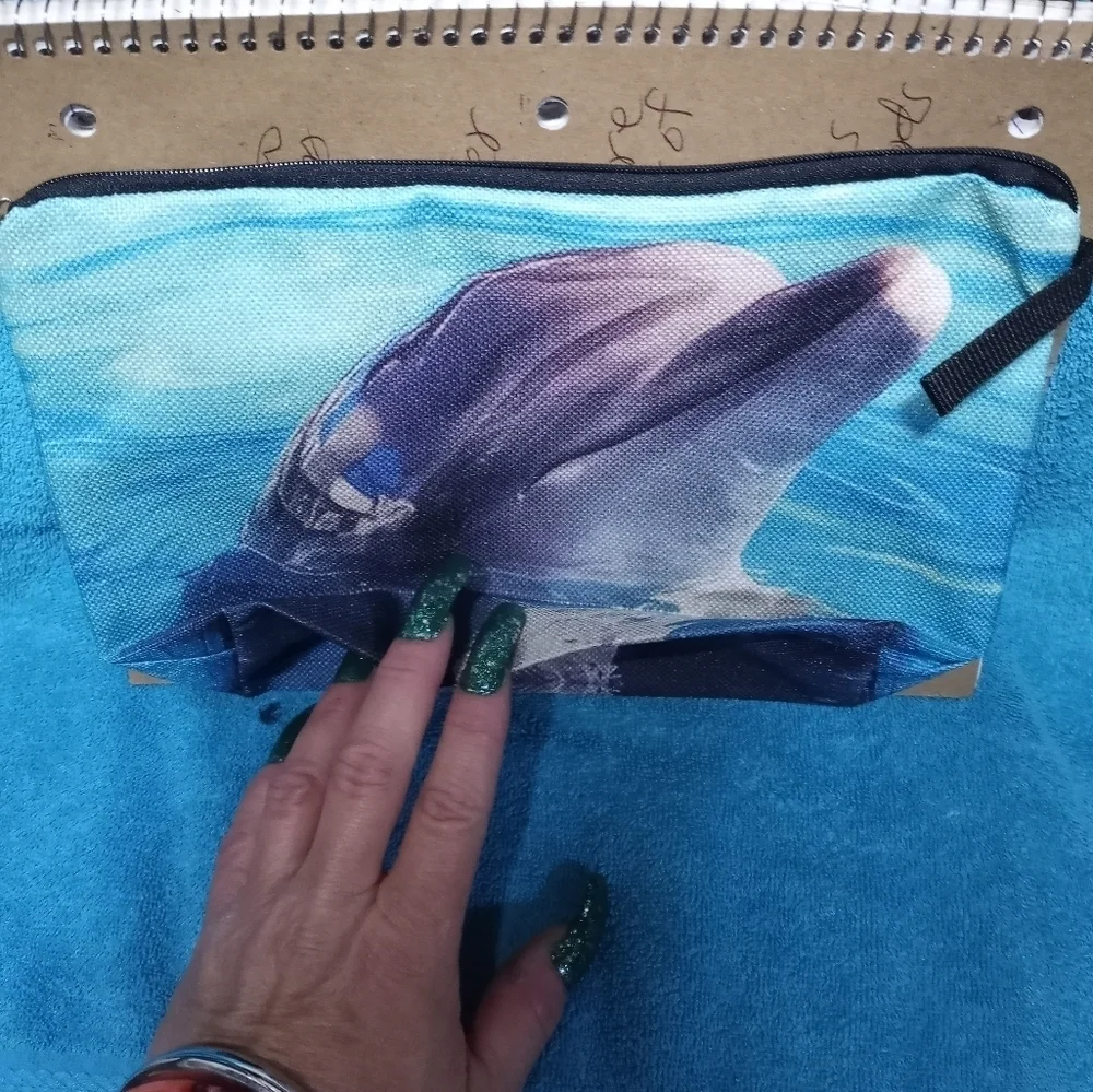 Dolphin Print Zipper Makeup Pouch Cosmetic Bag